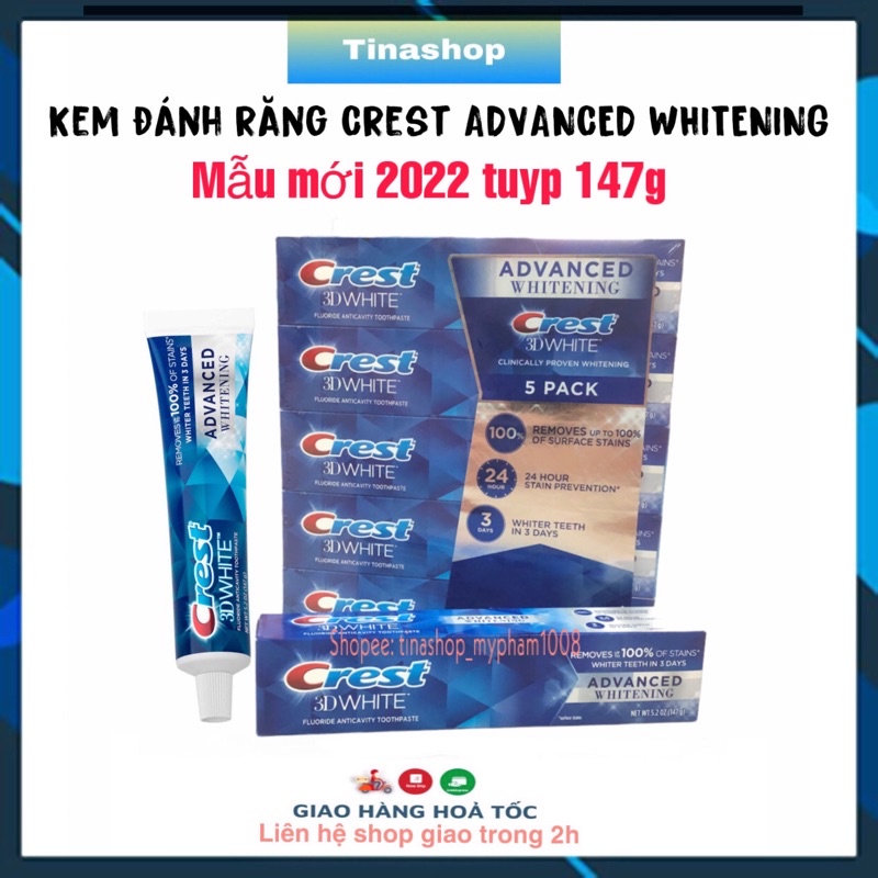 Kem Đánh Răng Crest 3D White Advanced Whitening 147g