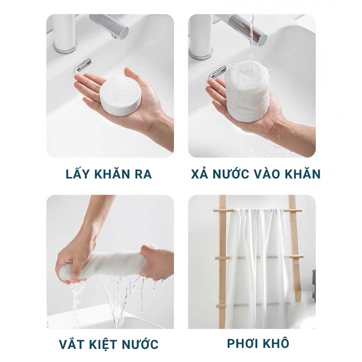 Khăn tắm viên nén du lịch (70x140cm) dùng một lần, Khăn tắm cotton tiện lợi