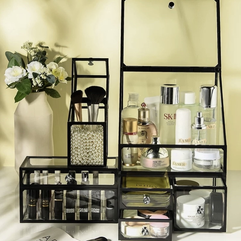 Kệ Tủ Đựng Mỹ Phẩm Thuỷ Tinh Black Phong Cách Hiện Đại