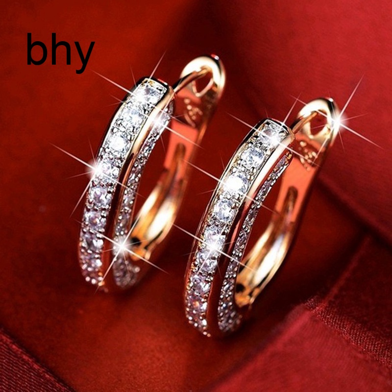 Bông Tai Chữ U Đính Đá Thời Trang Cho Nữ