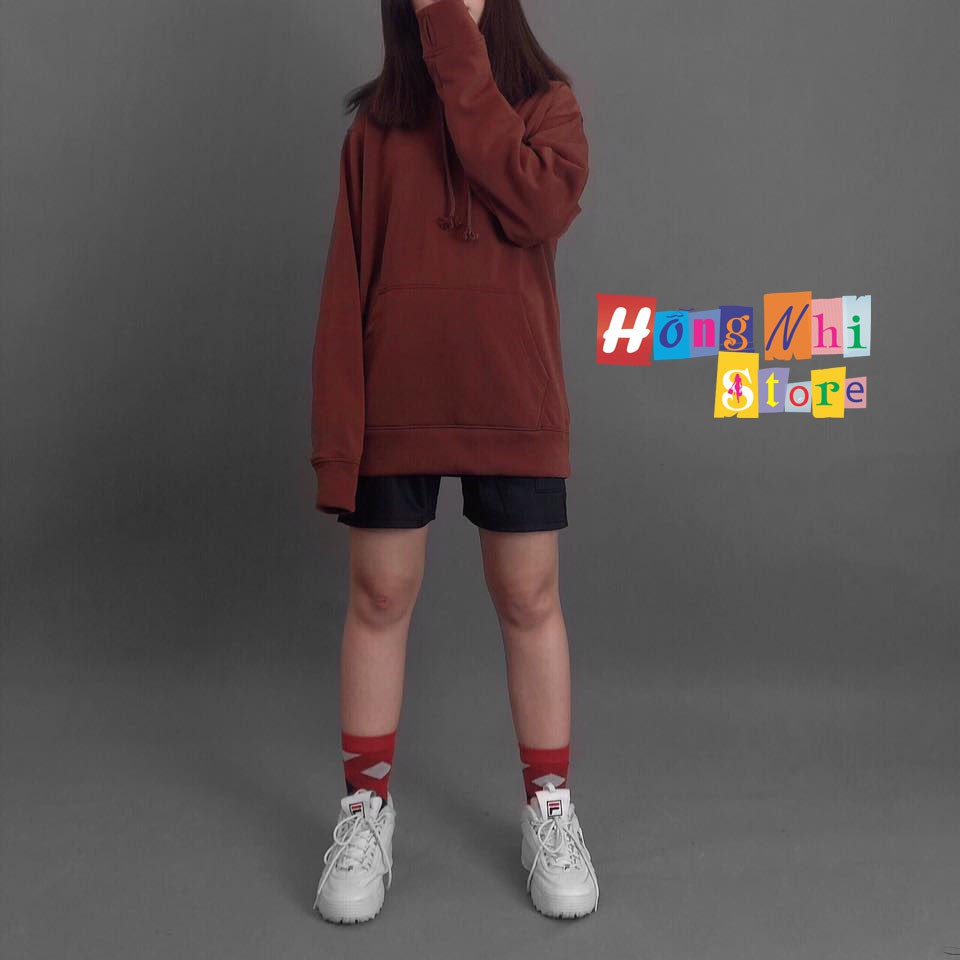 Áo Khoác Hoodie Trơn Ulzzang Unisex Màu Nâu Socola Chất Nỉ Bông Cao Cấp Dáng Rộng Nam Nữ - MM | BigBuy360 - bigbuy360.vn