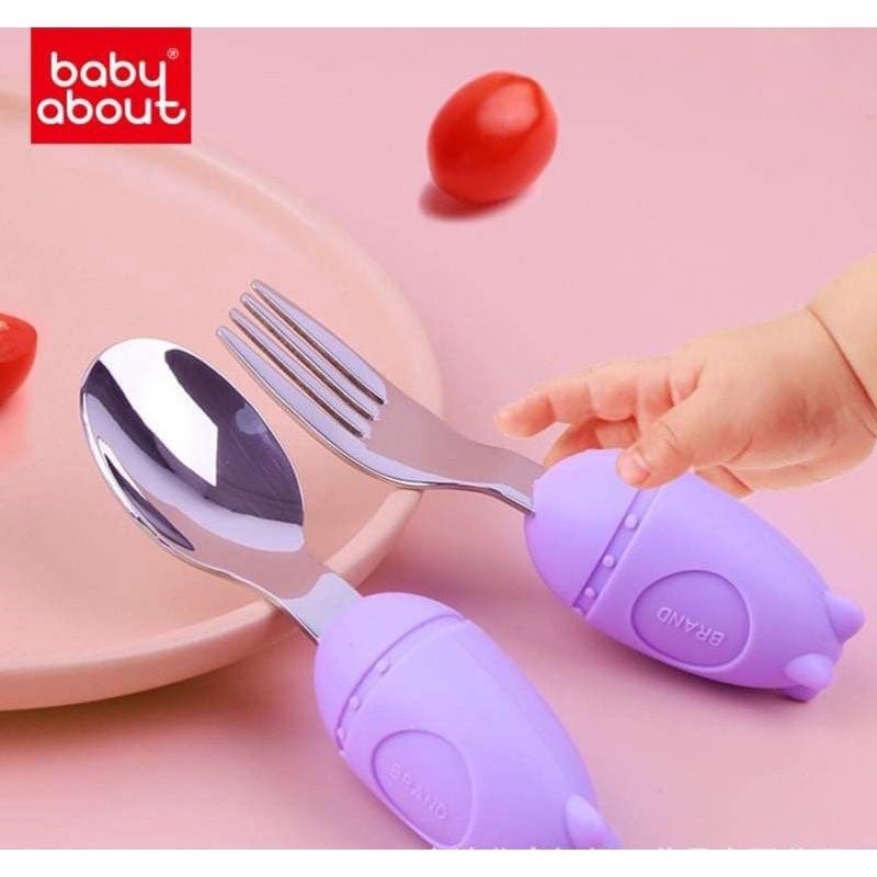 Bộ thìa muỗng ăn dặm inox cao cấp Baby About Hàn Quốc