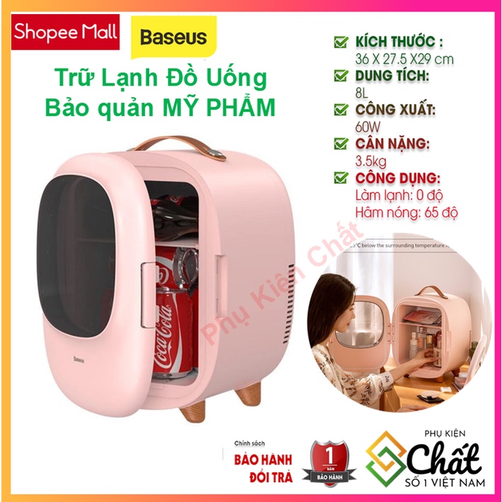 Tủ lạnh mini Baseus dung tích 8L, hai chế độ nóng / lạnh, Bảo quản mỹ phẩm , trữ lạnh đồ uống, dễ dàng mang đi du lịch