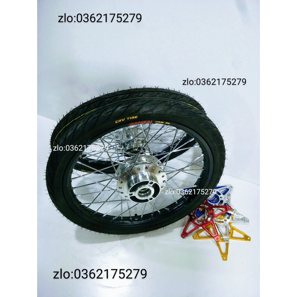 CẶP BÁNH CĂM RAIDER BAN ZAI .DALE. SOLUTE .SH THÁI ĐEN CĂM ĐÙM MẠ CROM LOẠI 1 KÈM VỎ CRV THÁI 60.70 VỚI PÁT NGÔI SAO