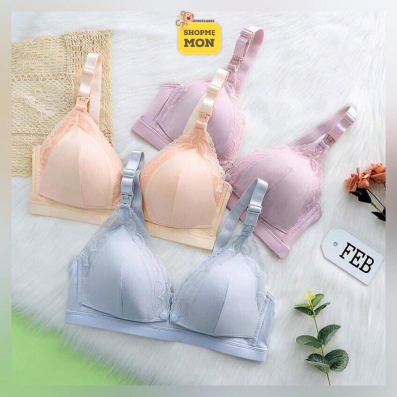 Áo ngực bầu  áo ngưc cho con bú ❤️ mẫu trơn viền ren