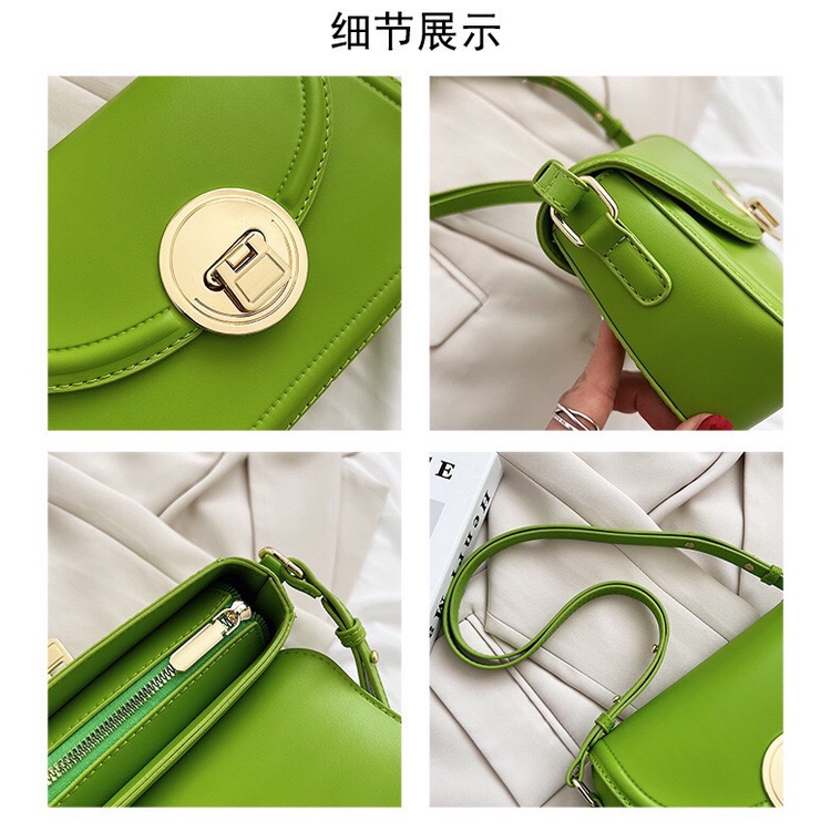 Túi đeo chéo đeo vai hình thang khóa tròn da bóng mềm cực xinh 1034