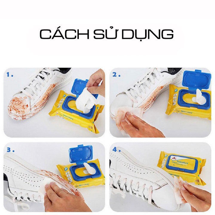 Khăn giấy lau giày SNEAKER siêu sạch hộp 30 tờ siêu hot,siêu sạch,diệt khuẩn,chống ố,không Hoá Chất Làm Hại Vải