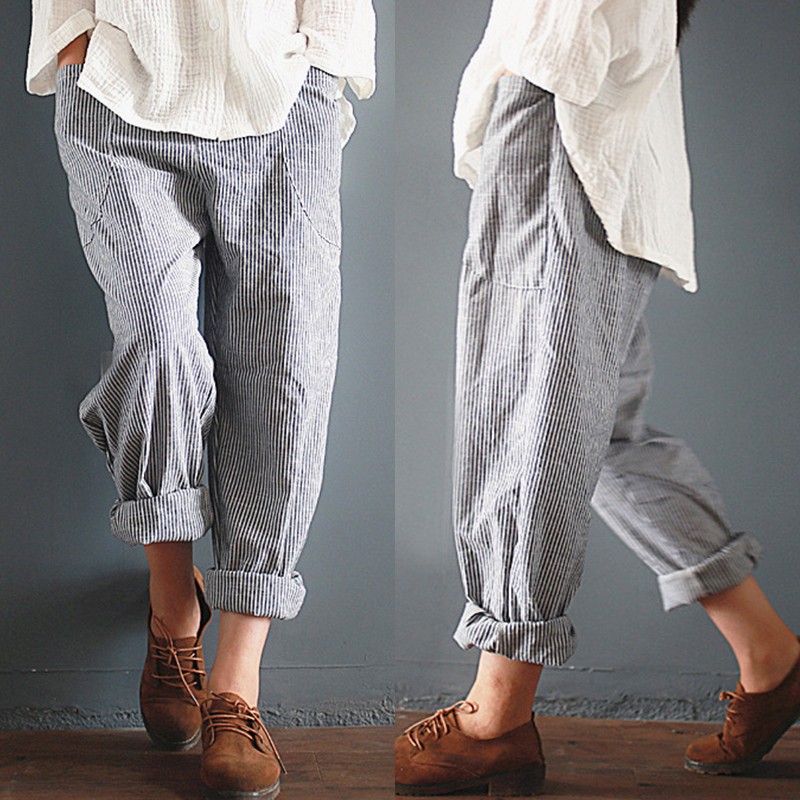 Quần dài nữ kẻ sọc thời trang Hàn Quốc | BigBuy360 - bigbuy360.vn