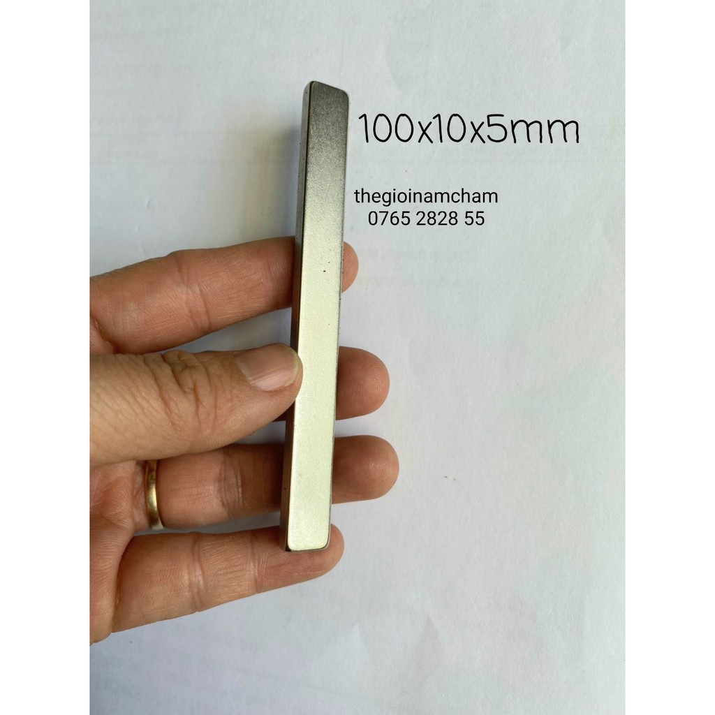Nam châm đất hiếm 100x10x5 mm dung sai 2mm, lực mạnh