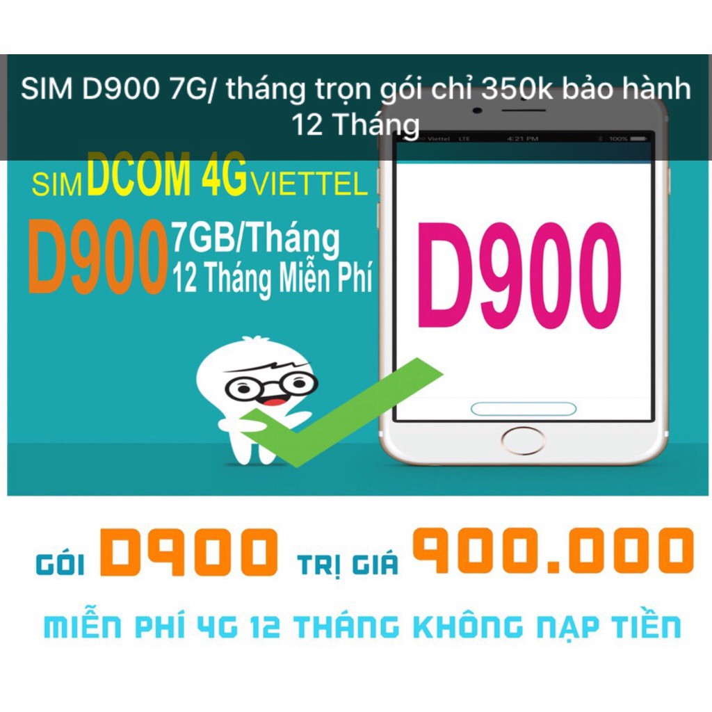 SIM DCOM 4G VIETTEL 7GB TỐC ĐỘC CAO/THÁNG TRỌN GÓI 12 THÁNG