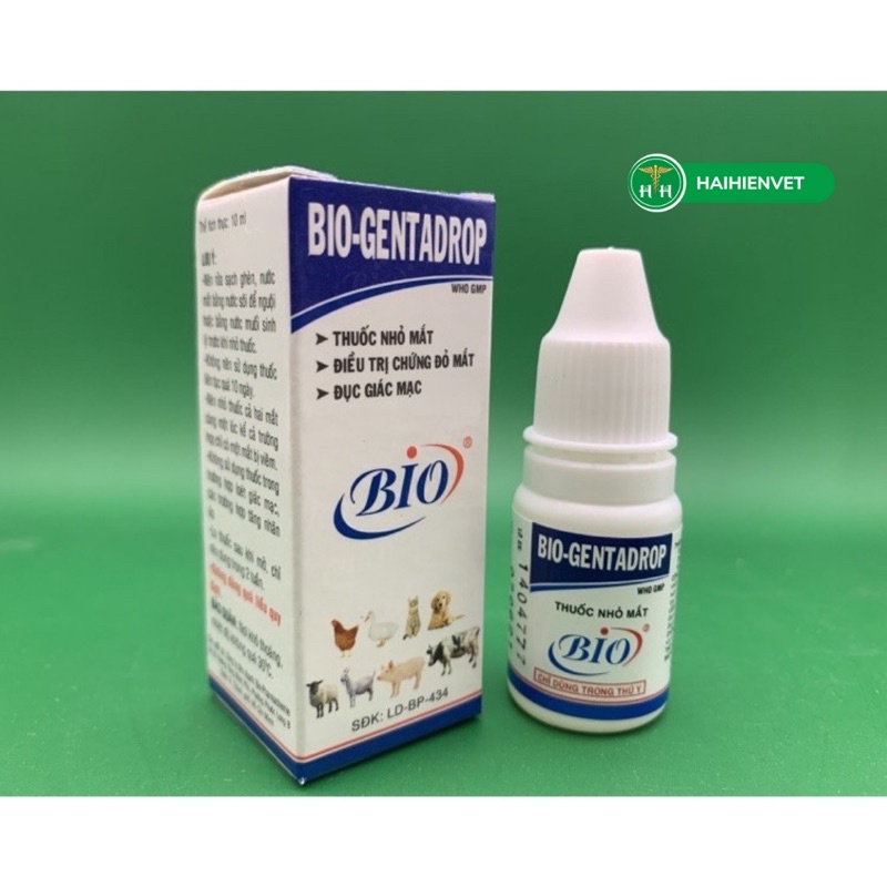 10ml BIO GENTADROP - nhỏ mắt trên chó, mèo, gia cầm, heo, trâu, bò, dê, cừu