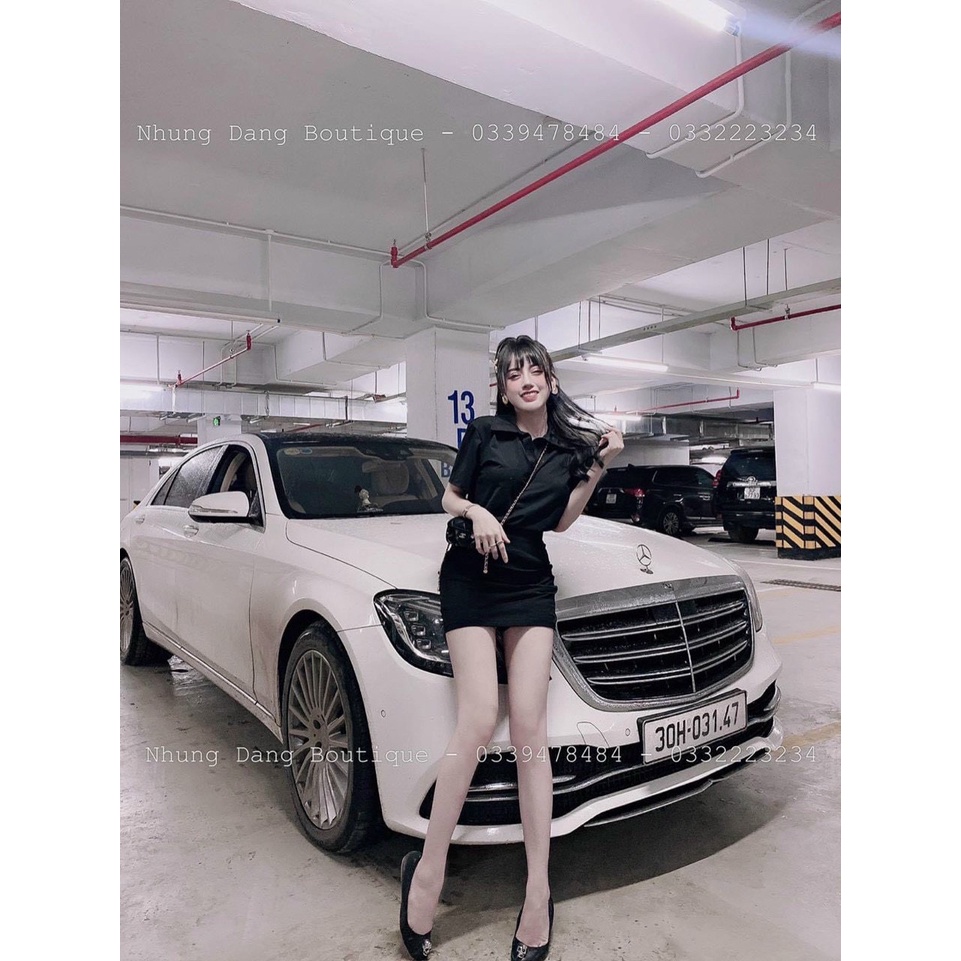 Set áo cổ polo kèm chân váy ôm body