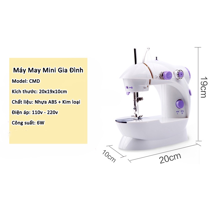 Máy May Mini CMD Cầm Tay Tiện Dụng Có đèn led, chất liệu cao cấp - Bảo hành 6 tháng