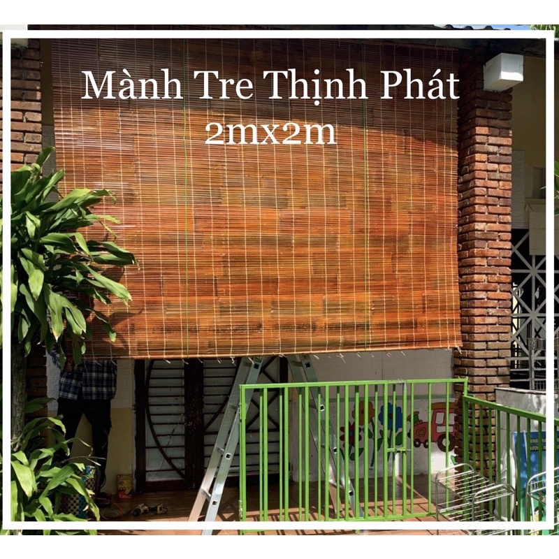 Mành Tre che nắng Ngoài Trời, mành nứa Đỏ Giá Rẻ KT 1.5x2m Đầy Đủ Phụ Kiện