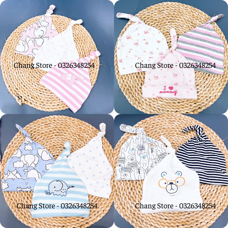 Set 3 Nón MomCare Thắt Nơ Cho Bé Từ Sơ Sinh Đến 5 tháng