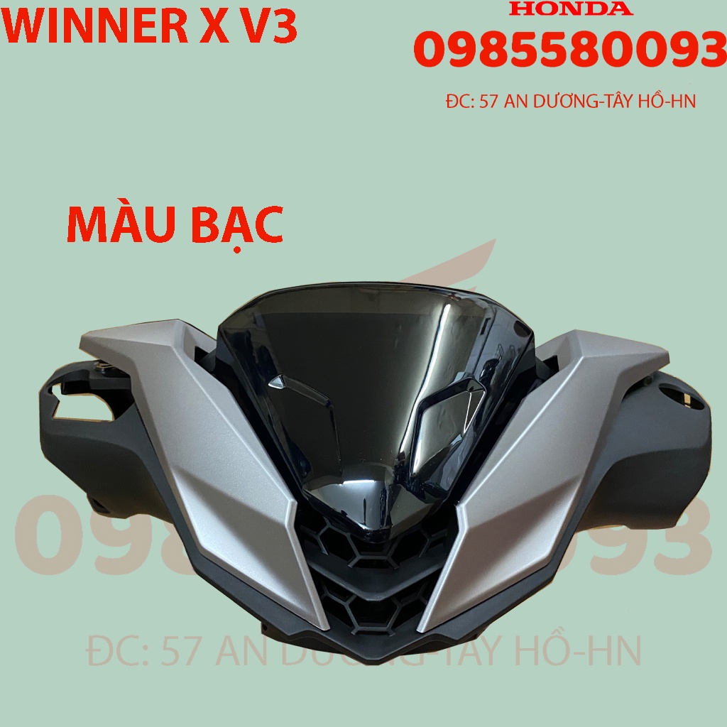 Bộ đầu Winner X 2022, NHựa đầu winner v3 hàng Honda chính hãng, MÀU BẠC