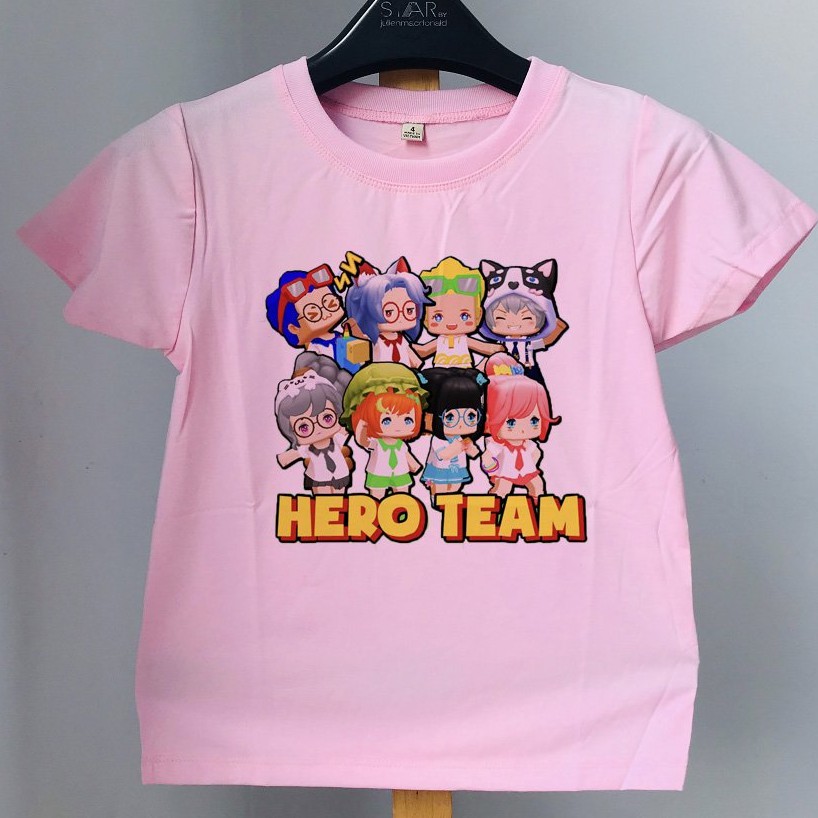 [Mã FAMAYFA2 giảm 10K đơn 50K] Áo thun bé gái Hero team màu hồng