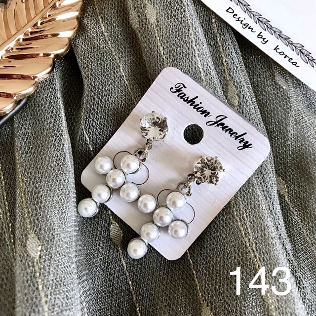 FREESHIP ❤️ Bông Tai Cây Thánh Giá Gắn Đá Trân Châu M143