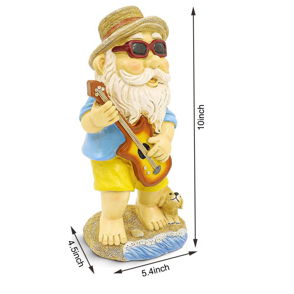 BEAUTY Home Hippie Gnome Statue with Guitar and Puppy Porch Outdoor/Indoor Decor Garden Sculpture Yard Balcony Colorful Art Decorations Patio Simmer Funny Lawn Figurine