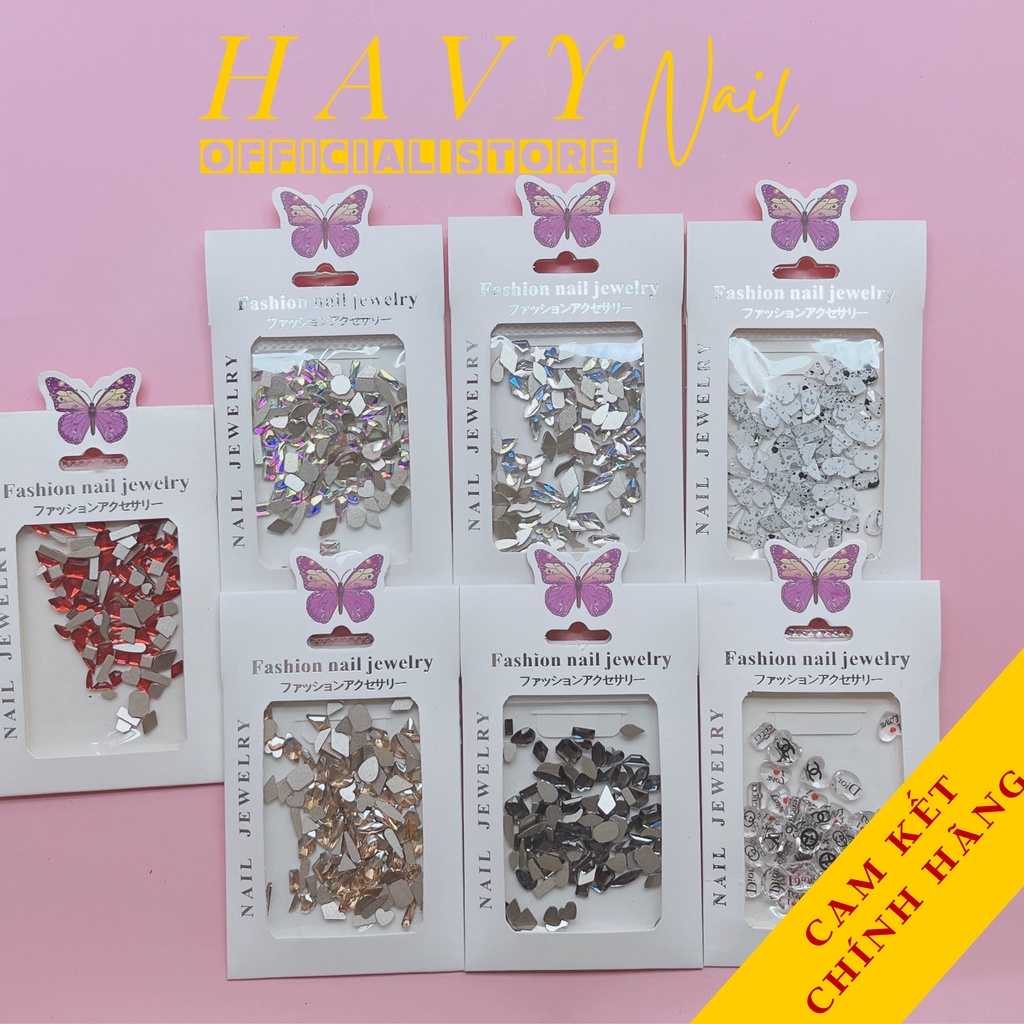 Đá Nail Chân Bằng Mix Mẫu 100 Viên - Đá Khối Gắn Móng  Chân Bằng Siêu Sáng Siêu Bền