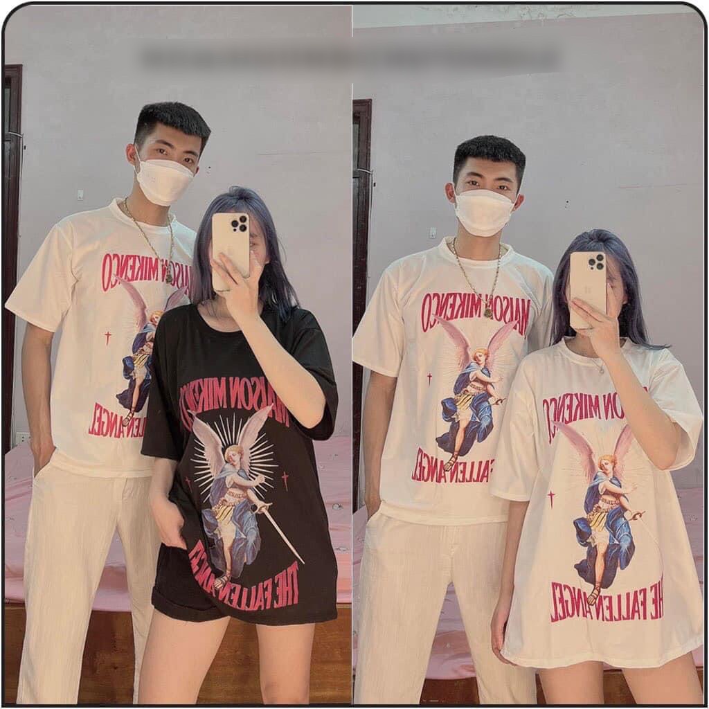 [Hot] Áo phông form thụng in hình thiên thần chất liệu cotton su nam nữ mặc đều đẹp ạ (CT-D35-T30D)