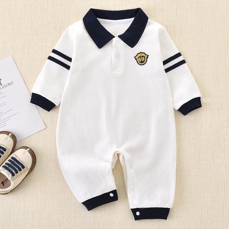 Áo Liền Quần Tay Dài Bằng Cotton Thời Trang Mùa Thu Mới Cho Bé Trai 0-18 Tháng Tuổi