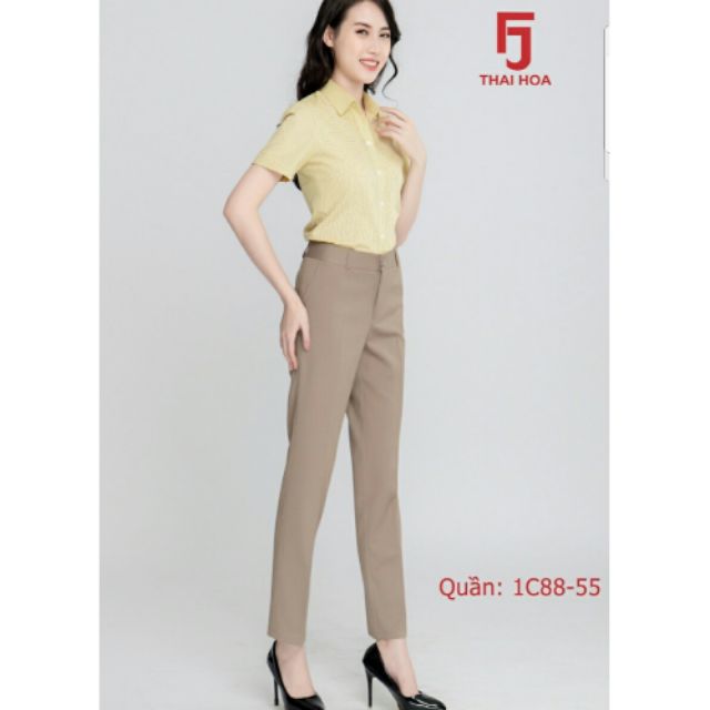 Quần tây Thái Hòa ống suông màu cà phê