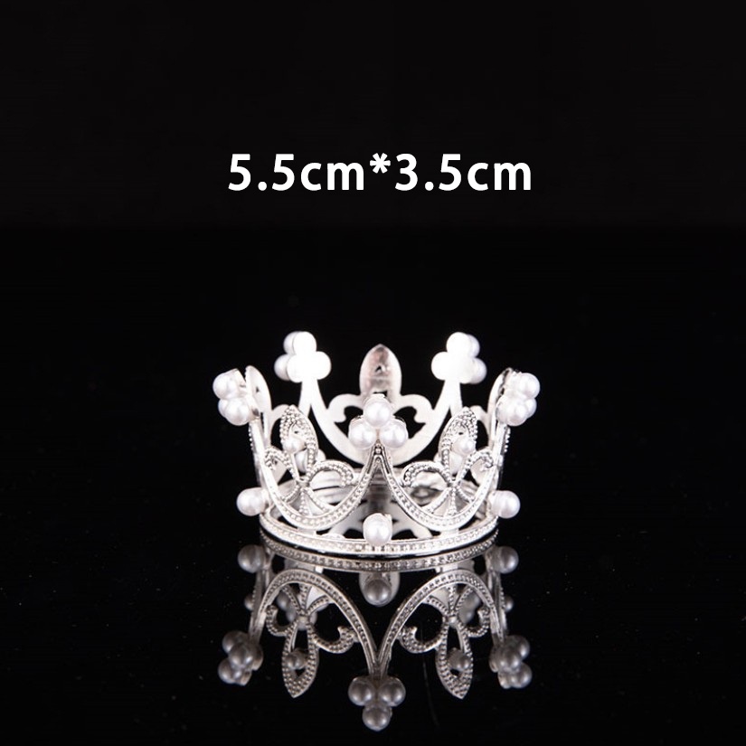 Phụ Kiện Trang Trí Bánh Kem Hình Vương Miện Đính Ngọc Trai Mini Bằng Nhựa