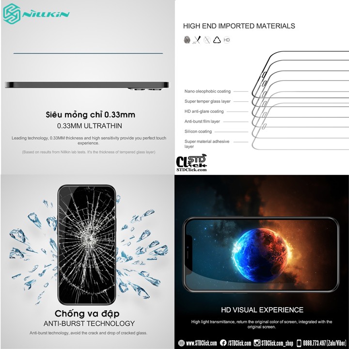 KÍNH CƯỜNG LỰC IPHONE 12 MINI - 12 - 12 PRO - 12 PRO MAX NILLKIN CP+PRO 2.5D CHÍNH HÃNG