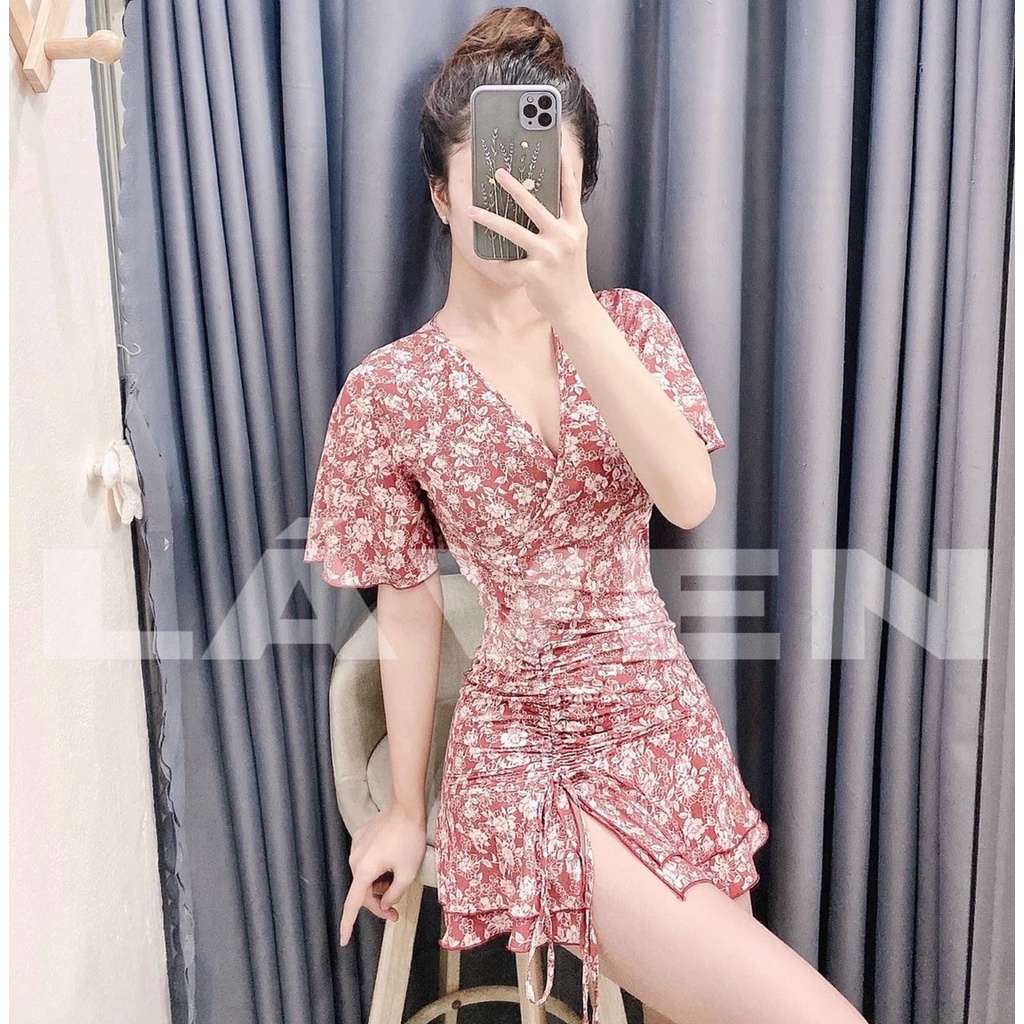 Sét jum ngắn kiểu bánh bèo tay loe eo rút dây phối hoa dễ thương, sang chảnh thời trang nữ đi chơi, dạo phố siêu xinh | BigBuy360 - bigbuy360.vn