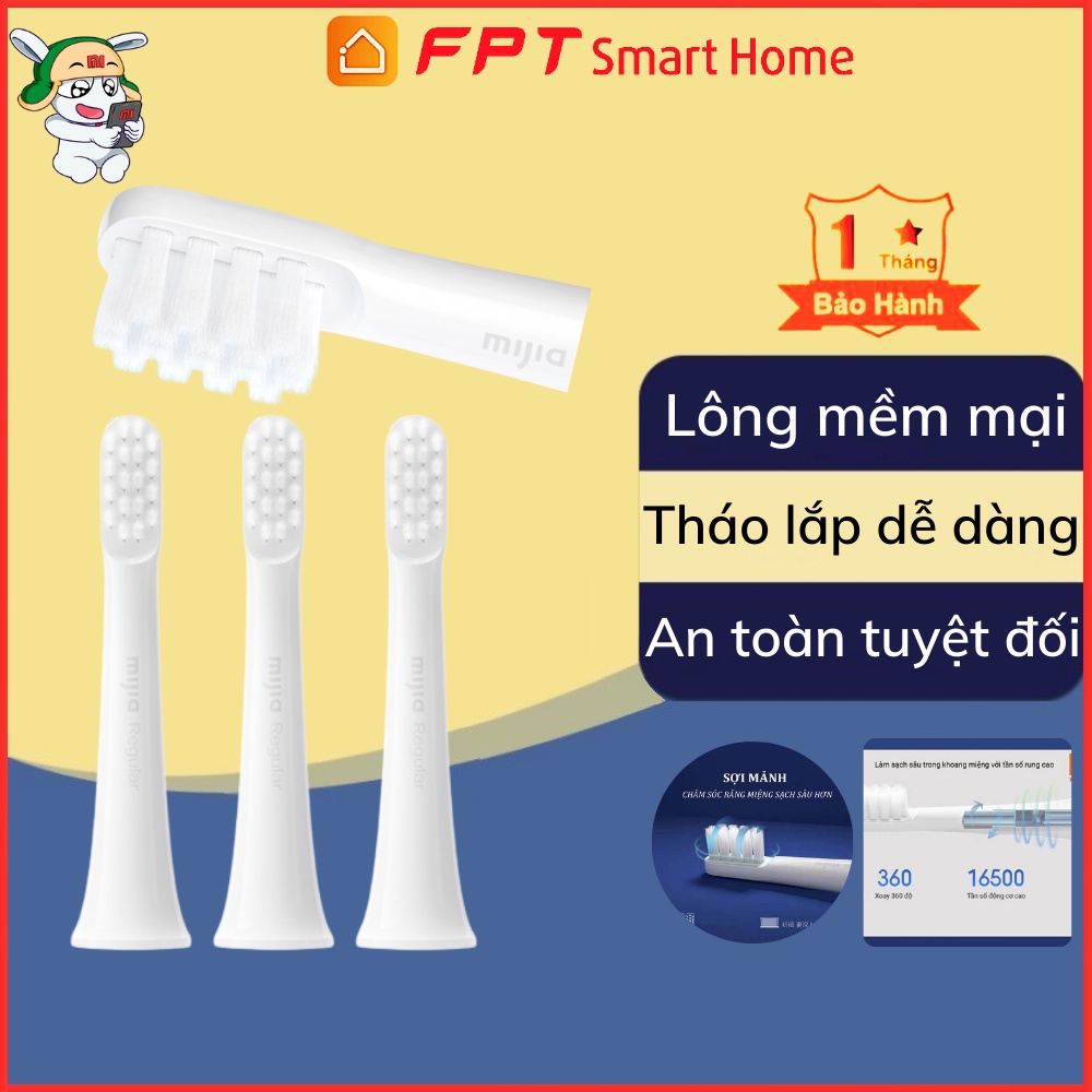 Bàn chải điện Xiaomi Mijia T100 va Bộ 3 Đầu bàn chải T100 - kháng nước ipx7