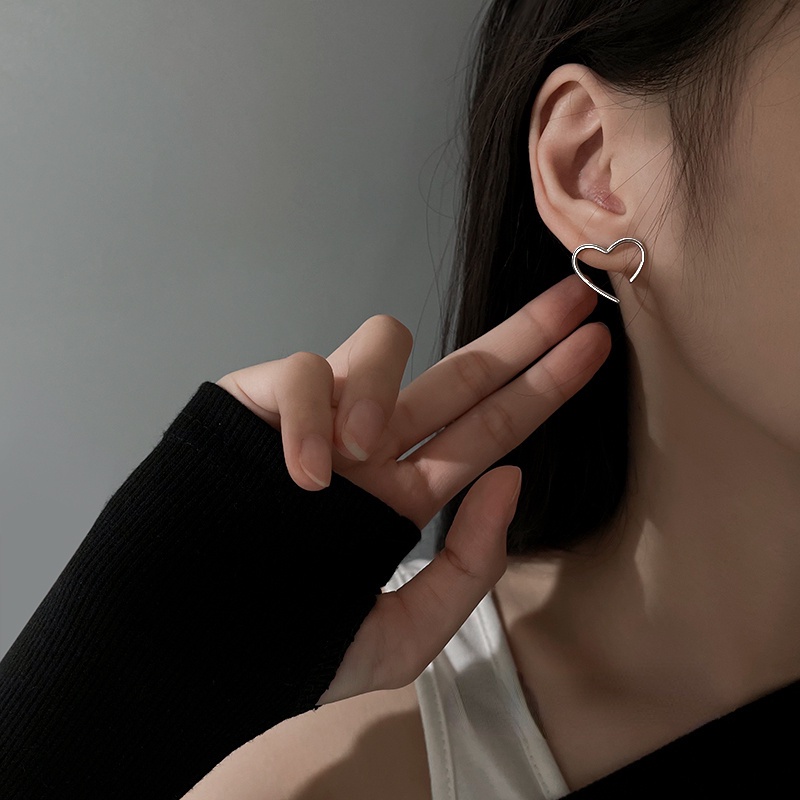 Bông tai mạ bạc 925 hình trái tim thời trang