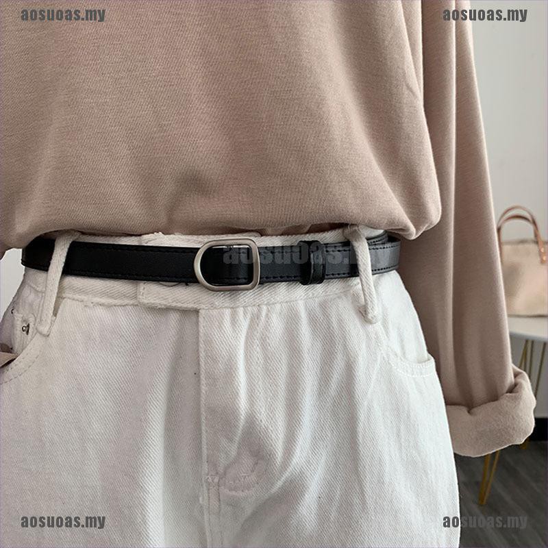 Thắt Lưng Da Bản Nhỏ Phối Khóa Kim Loại Đơn Giản Thời Trang Cho Nữ | BigBuy360 - bigbuy360.vn