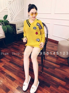 Đầm len lệch vai giấu quần