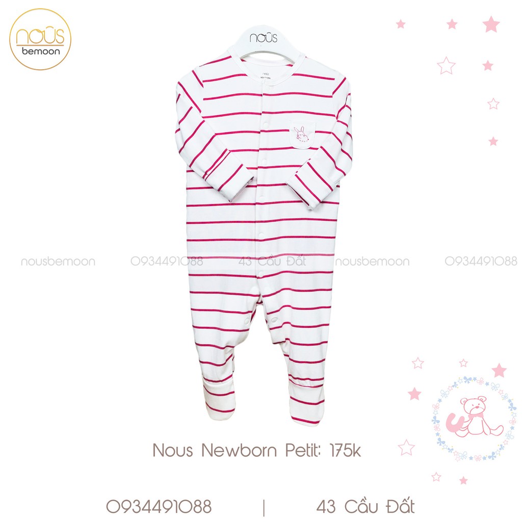 Body sơ sinh Nous newborn kẻ hồng trắng