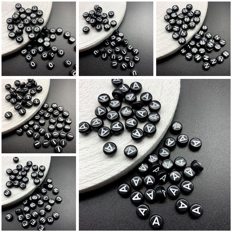 100 Hạt Xỏ Lỗ 4x7mm Từ A-Z Làm Vòng Tay