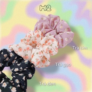 Scrunchies chun buộc tóc vải hoa nhí