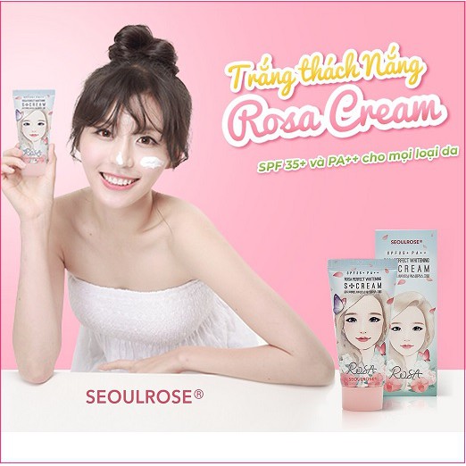 Kem Dưỡng Sáng Da Ban Ngày Chống Nắng SeoulRose SPF35 PA++ Rosa Perfect Whitening S+ Cream 50g