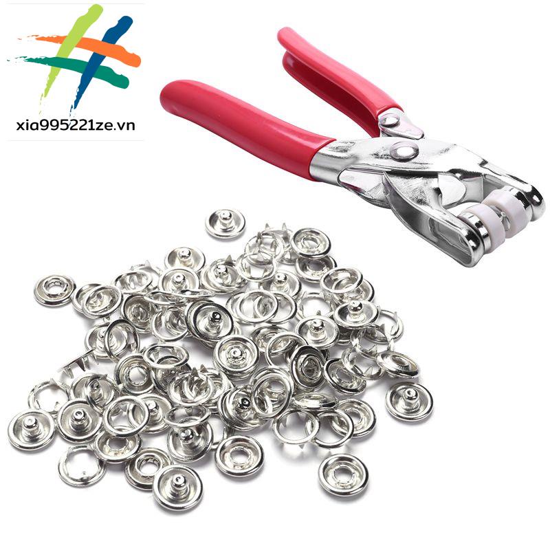Bộ Kìm Bấm Nút Kèm 20 Nút Đồng Trắng Chất Lượng Cao
