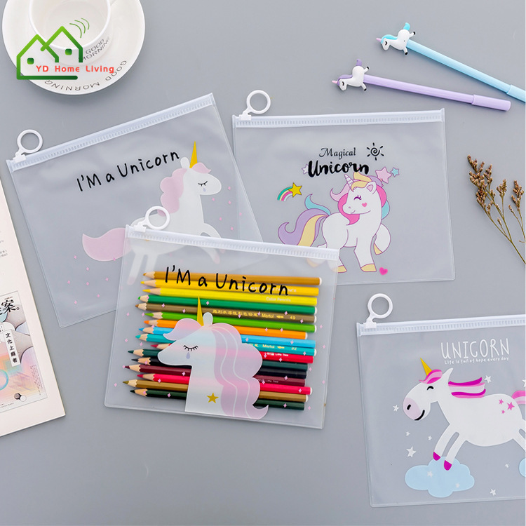 Túi zip Unicorn hoạt hình đựng bút chì mỹ phẩm du lịch