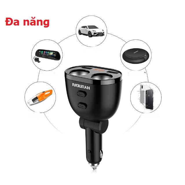 <Xả kho>Tẩu Chia Sạc Xe Hơi Ô Tô 2 Nguồn - 2 Usb Có Báo Điện Áp