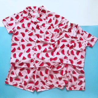 Set bộ cho mẹ và bé Pijama mặc nhà mặc ngủ quần đùi vải kate thái mịn đẹp không nhăn size 50-65kg nhiều mẫu