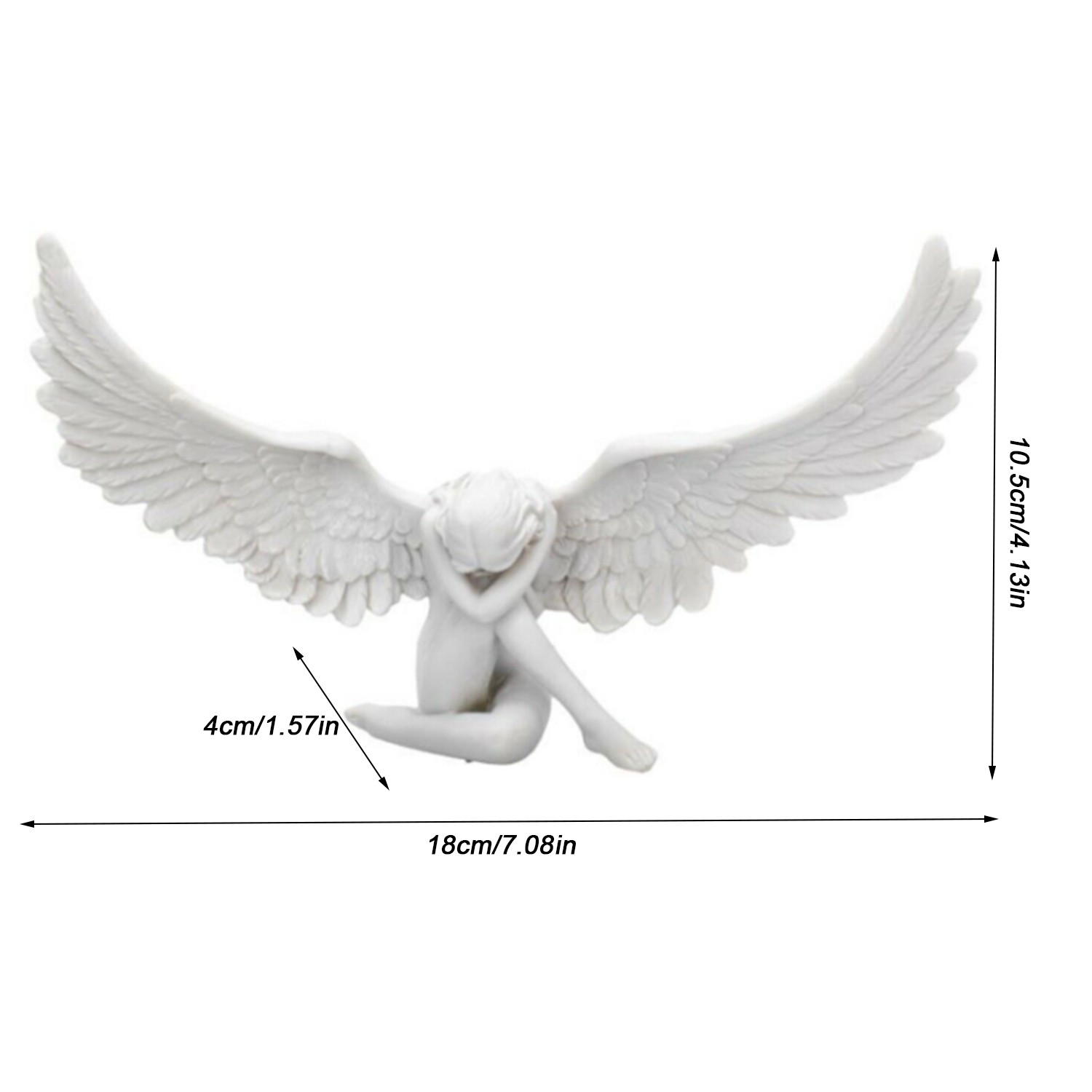 ❤LANSEL❤ Desk Redemption Decorative Statue Resin Angel Statue Yard Lawn Patio with Open Wings Ornaments Home Gardening Decoration Angel Sculpture