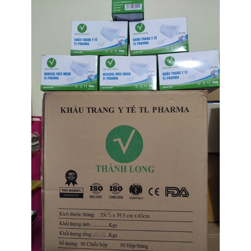 hộp 50cái khẩu trang y tế 4 lớp kháng khuẩn than hoạt tính màu xanh | BigBuy360 - bigbuy360.vn