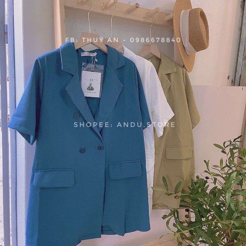 (Sẵn) Áo vest blazer cộc tay 3 màu ANDUSTORE [Video +ảnh thật shop chụp] thanh lịch, trẻ trung | BigBuy360 - bigbuy360.vn