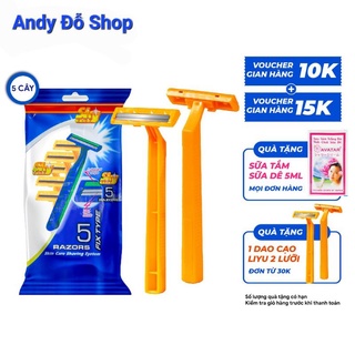 Combop 15 dao cạo râu nam 2 lưỡi tiện lợi bịch 5 cái