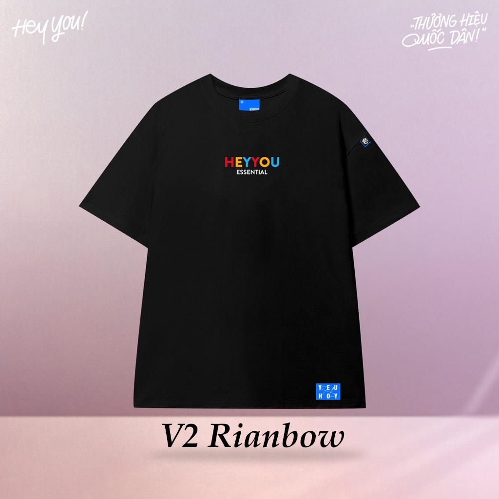 Áo thun unisex Local Brand HEYYOU Form Rộng Tay Lỡ nam nữ RAINBOW ESSENTIAL áo phông hey you Oversize cottton 100%
