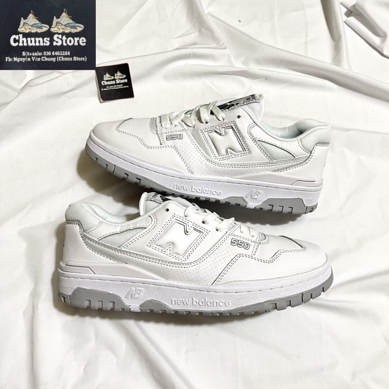 giày Newbalance crt 550 trắng full đế xám, giày NB 550 trắng xám cao cấp