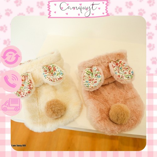 Aó thỏ bông CAMQUYTSTORE ấm áp mùa đông dễ thương cho thú cưng