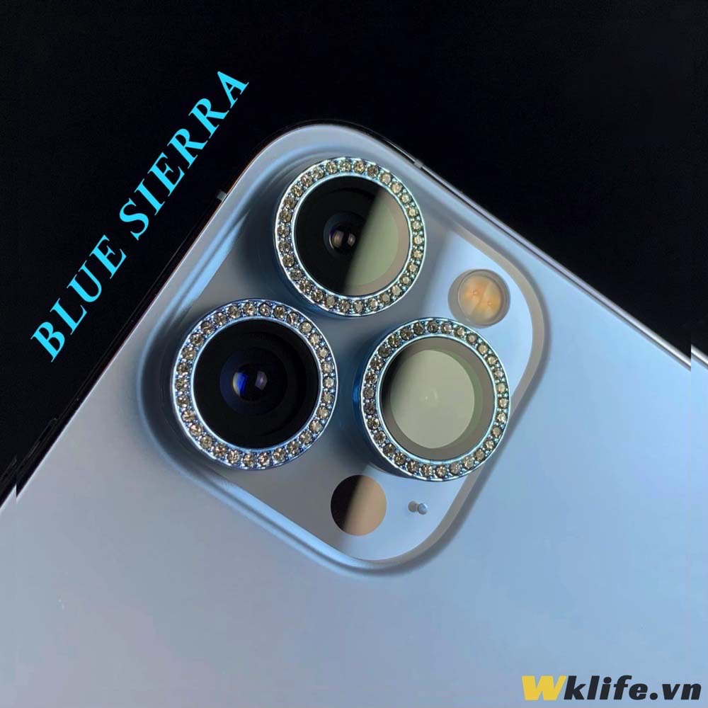 Viền Bảo Vệ Camera KUZOOM Diamond Premium Crystal Có Khung Hỗ Trợ Dán 13 Mini / 13 Pro Max